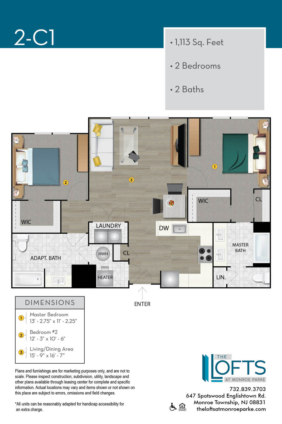 The Lofts at Monroe Park Apartment Floor Plan 2C1